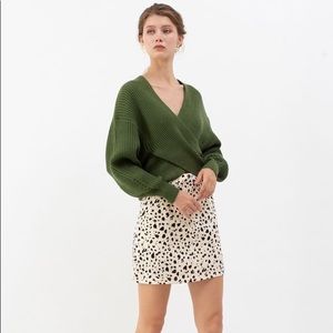 CHICWISH IRREGULAR DOTS PRINT BUD SKIRT IN IVORY